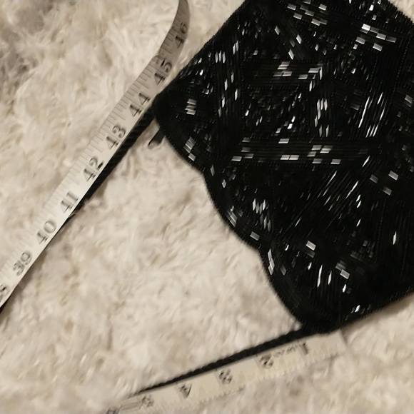 Black Vintage beaded/sequined lined crossbody purse - Picture 7 of 10